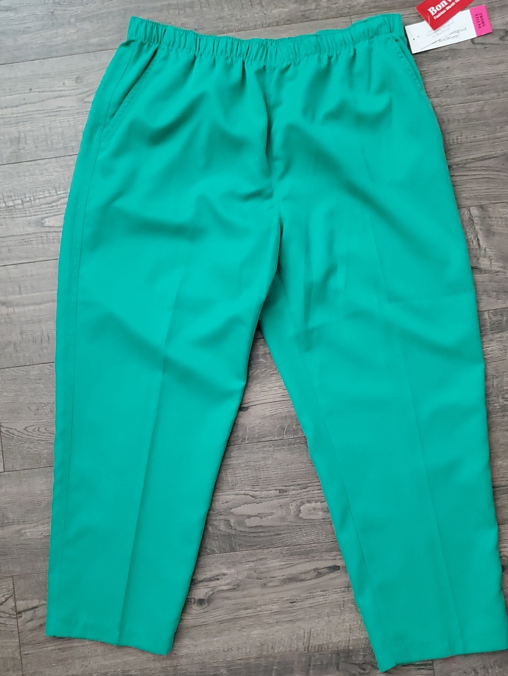 Bon Worth Teal Elastic-Waist Cropped Pants